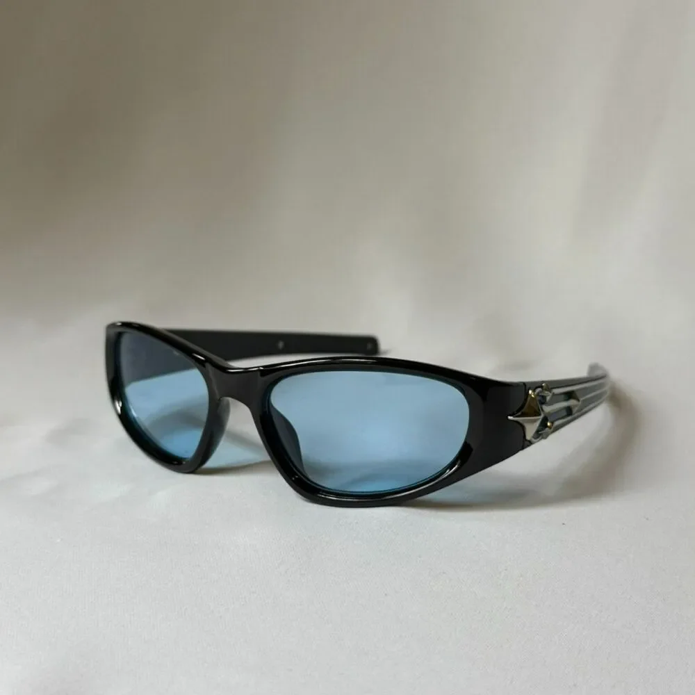 Retro Y2K-Inspired Wrap Around Blue Sunglasses - Unisex